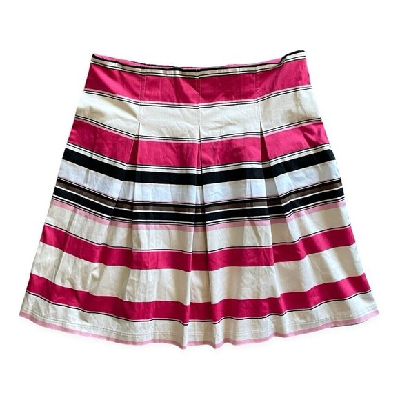 New York & Company NWT Striped Pleated A-line Skirt Sz 8 Multicolor Pink Preppy - Picture 1 of 12